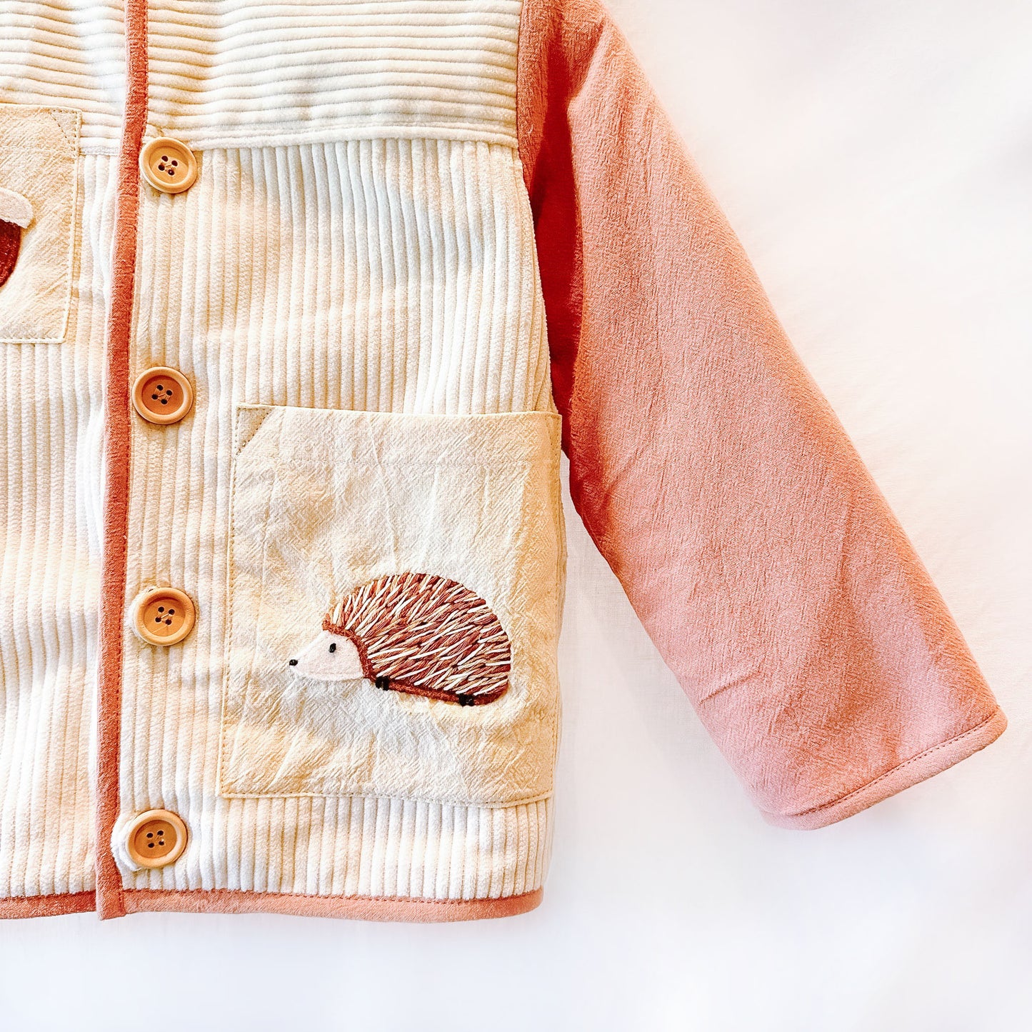 Handmade Hedgehog Jacket Peach Sleeves