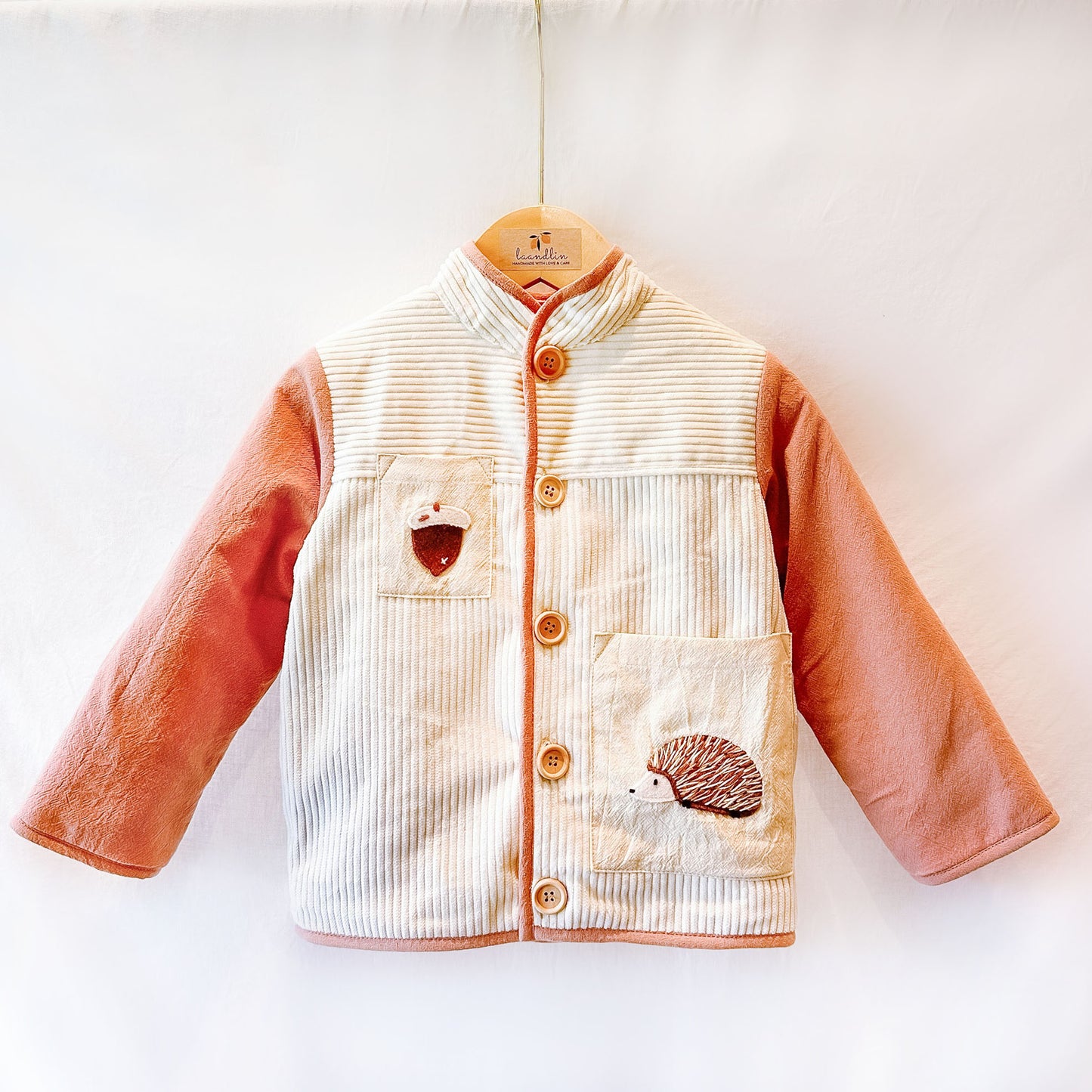 Handmade Hedgehog Jacket Peach Sleeves