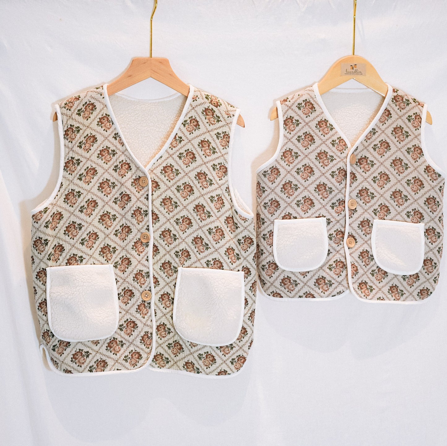 Handmade Roseate Girl Gilet Brown