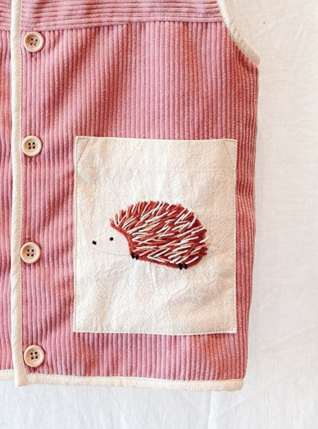 Handmade Hedgehog Gilet Dusty Pink