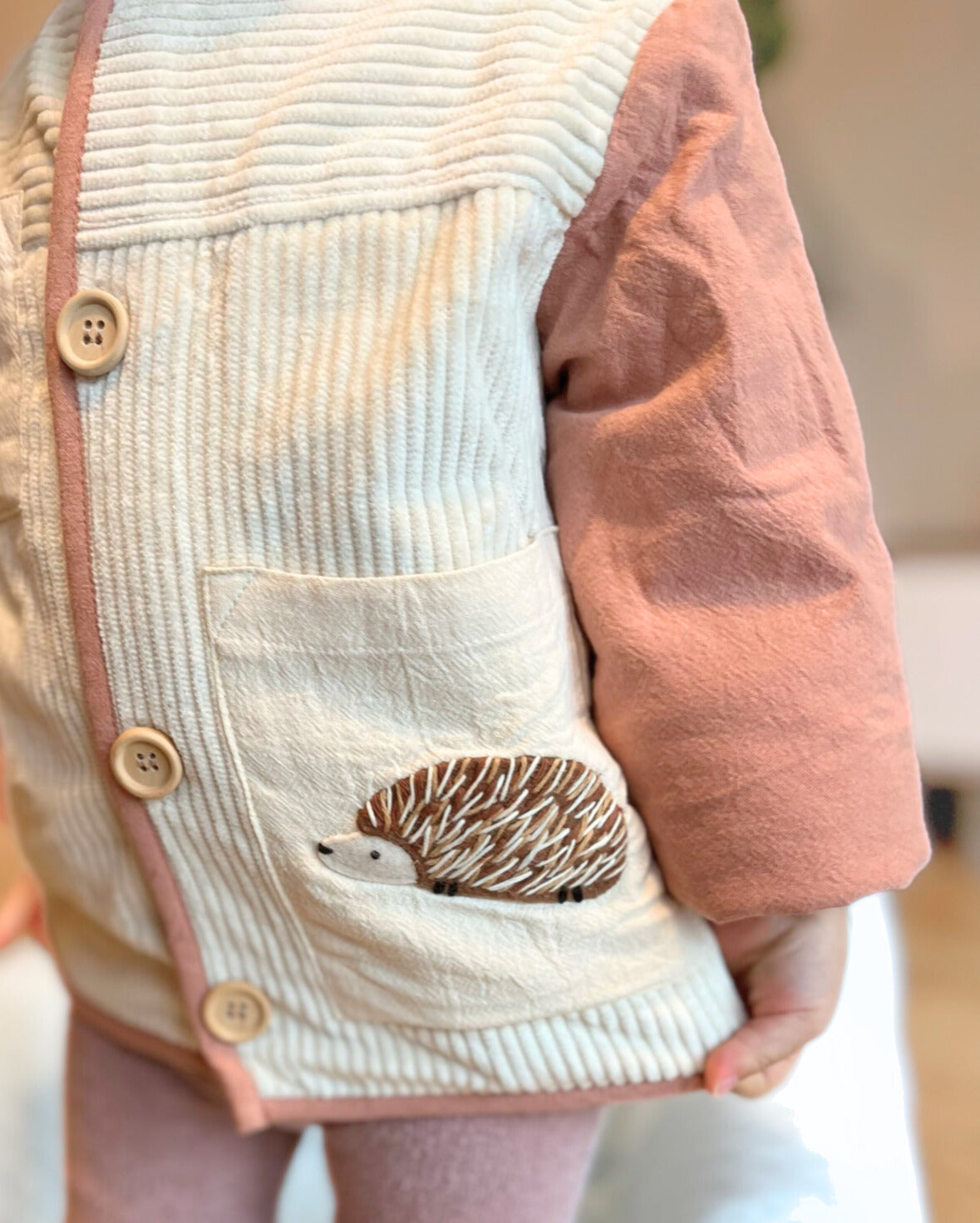 Handmade Hedgehog Jacket Peach Sleeves