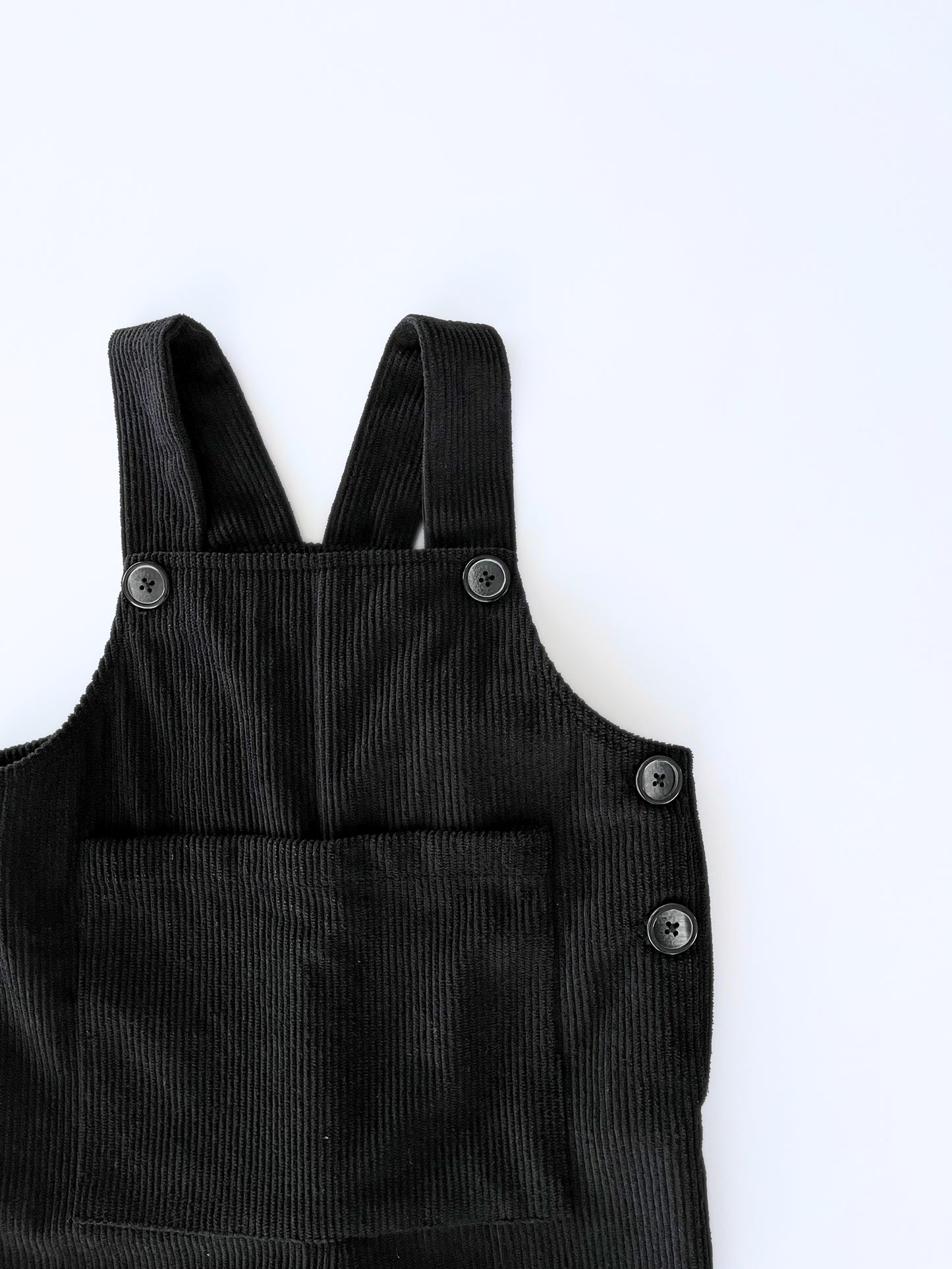 Featherlight corduroy dungaree unisex black