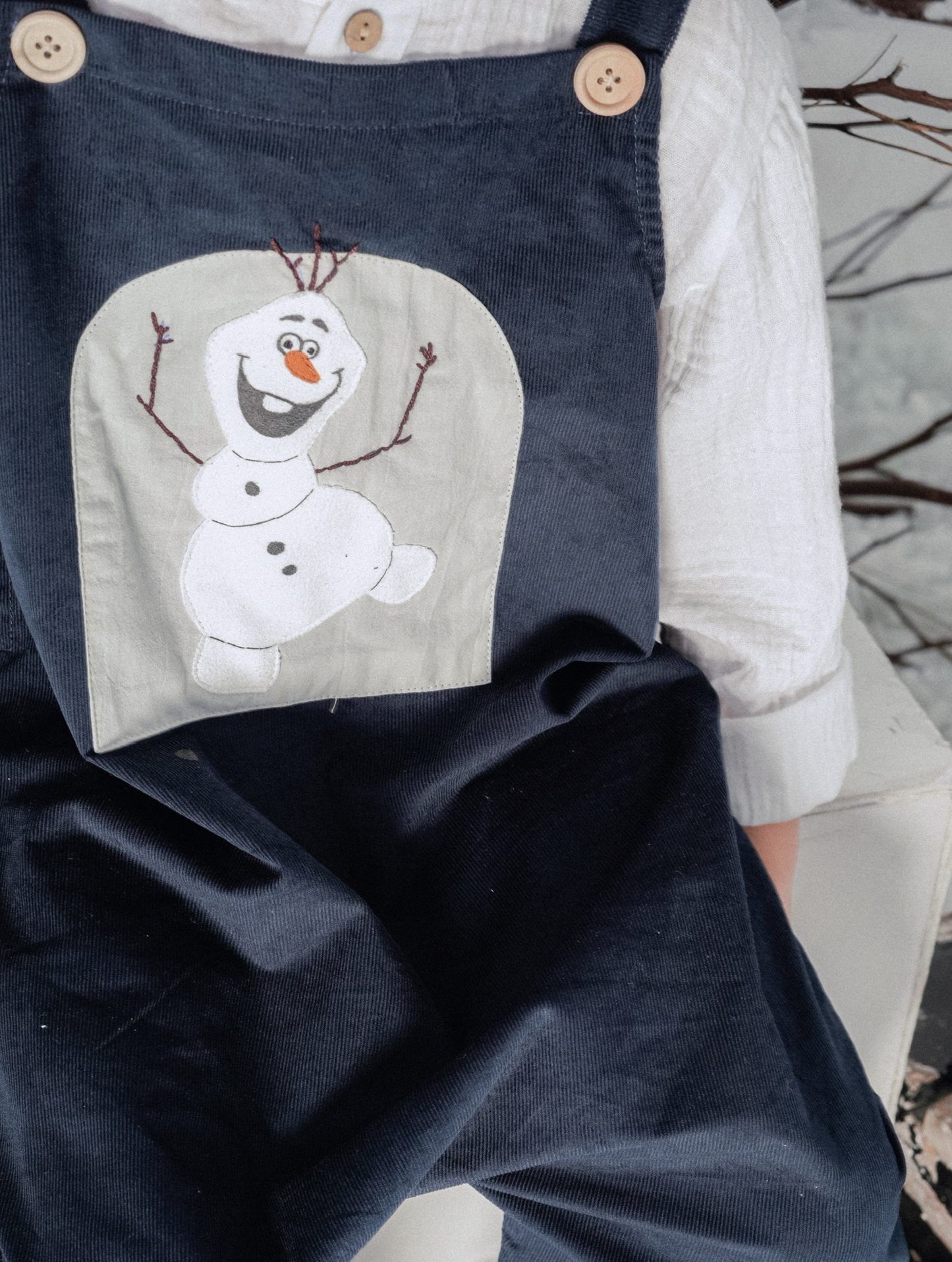 Handmade Blue Olaf corduroy bib overall
