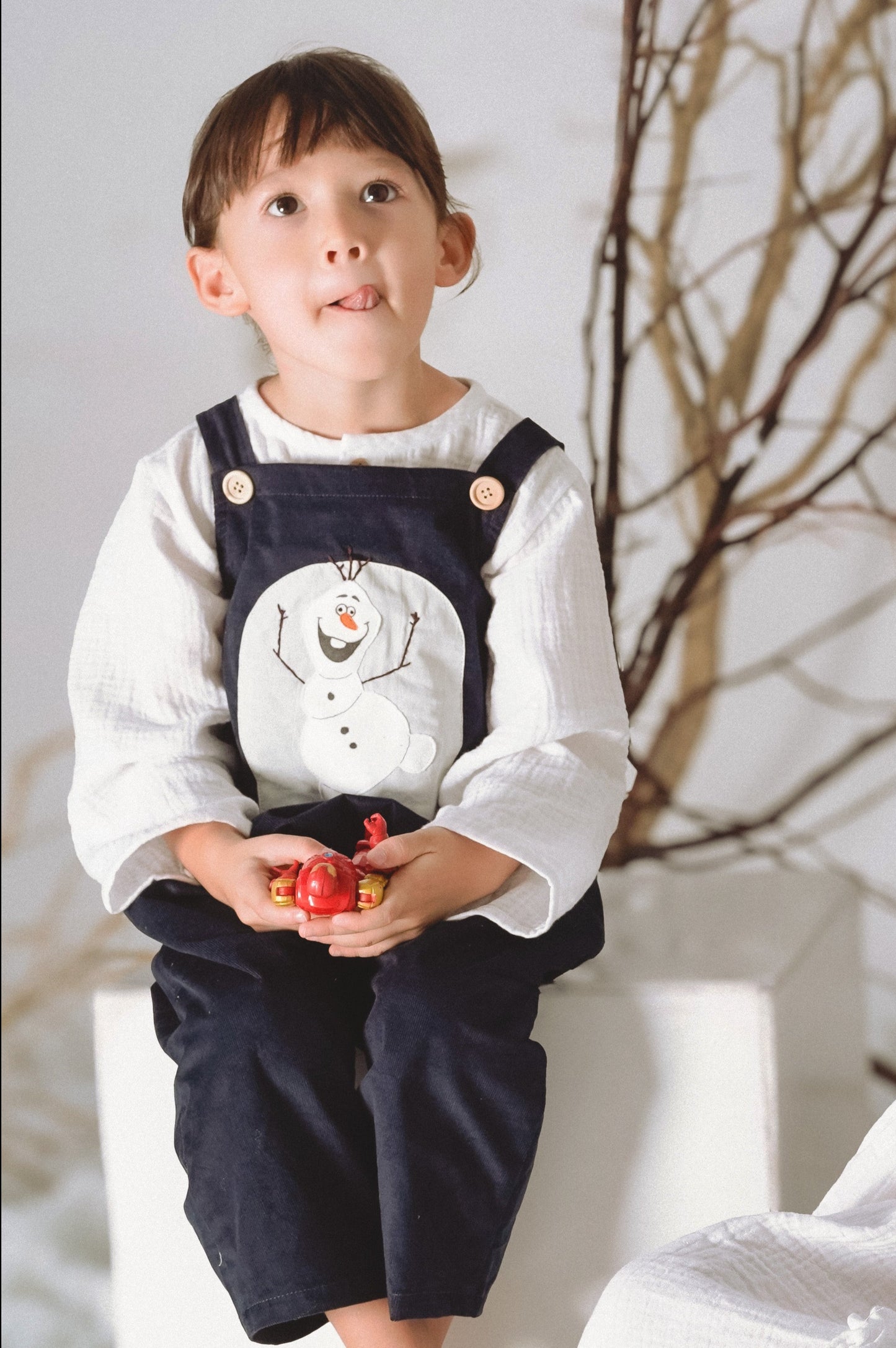 Handmade Blue Olaf corduroy bib overall