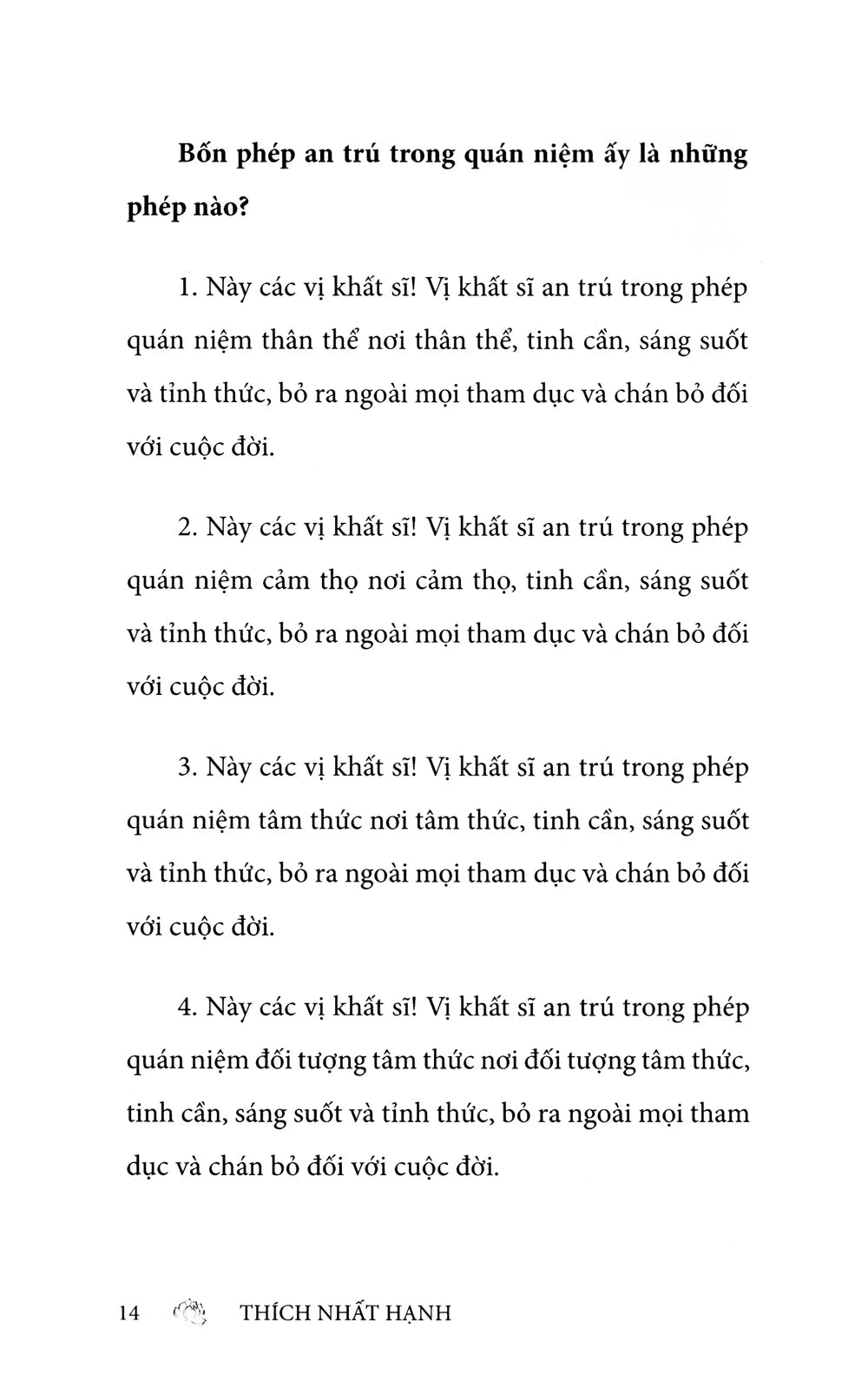 Con đường chuyển hóa - Kinh bốn lĩnh vực quán niệm - Thích Nhất Hạnh