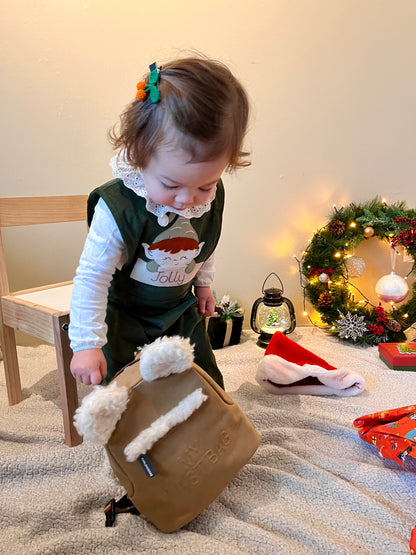 Handmade Elf corduroy bib overall green