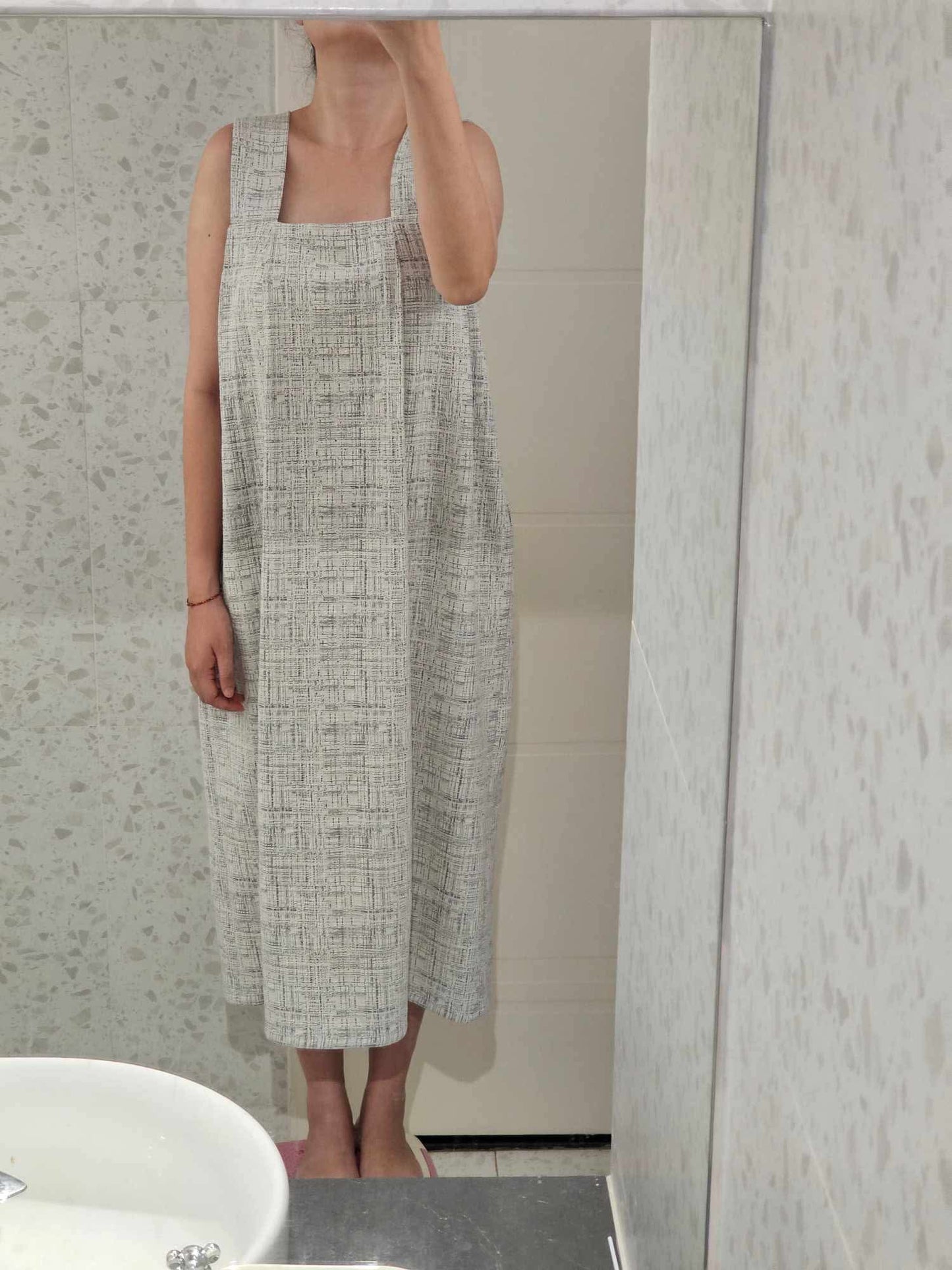 Wide strap stretchy cotton dress mom