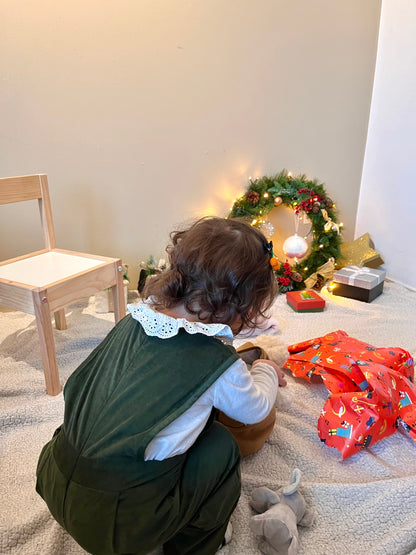 Handmade Elf corduroy bib overall green