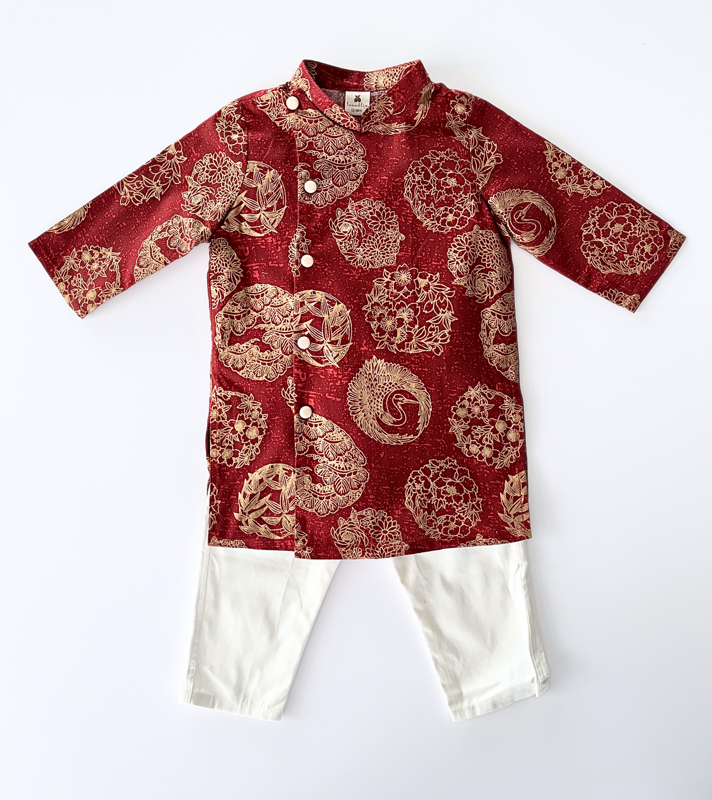 Handmade Vietnamese traditional linen Ao Dai with print