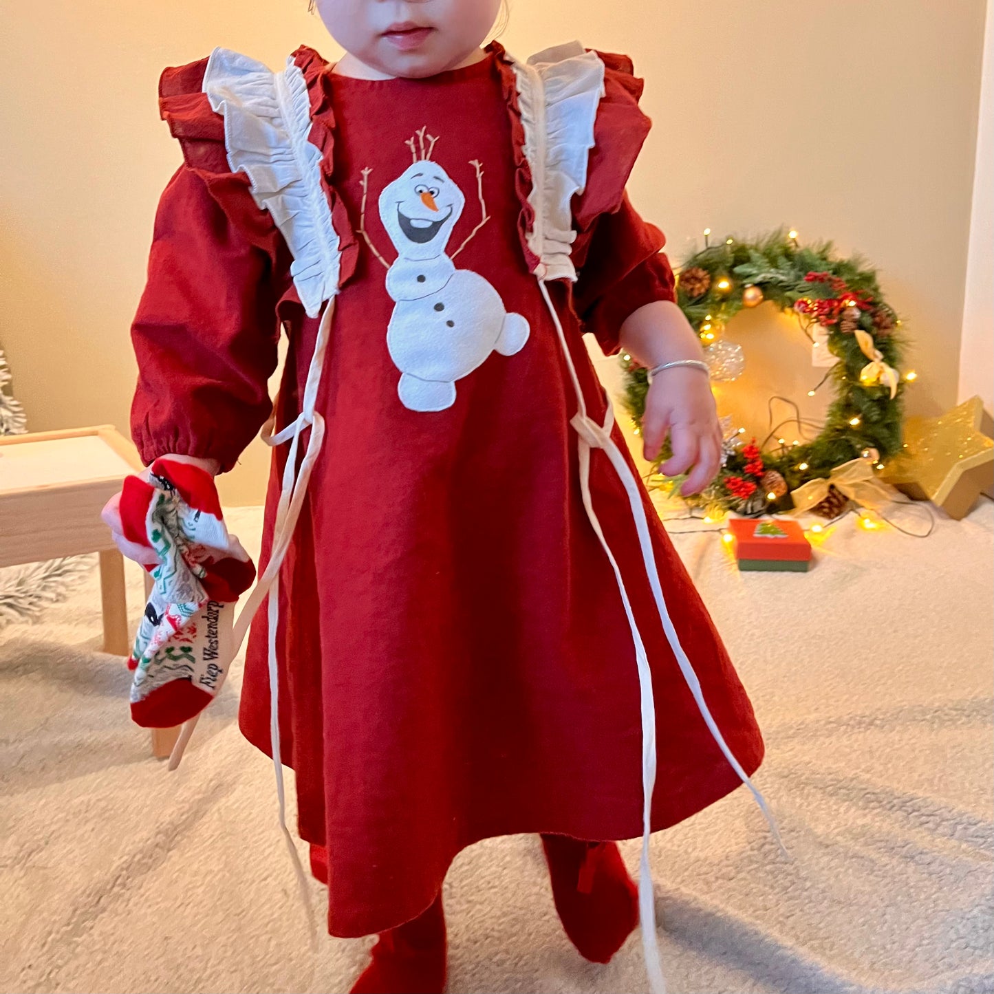 Handmade Red Olaf long sleeve dress