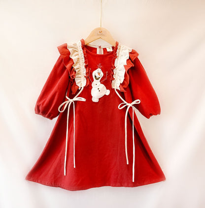 Handmade Red Olaf long sleeve dress