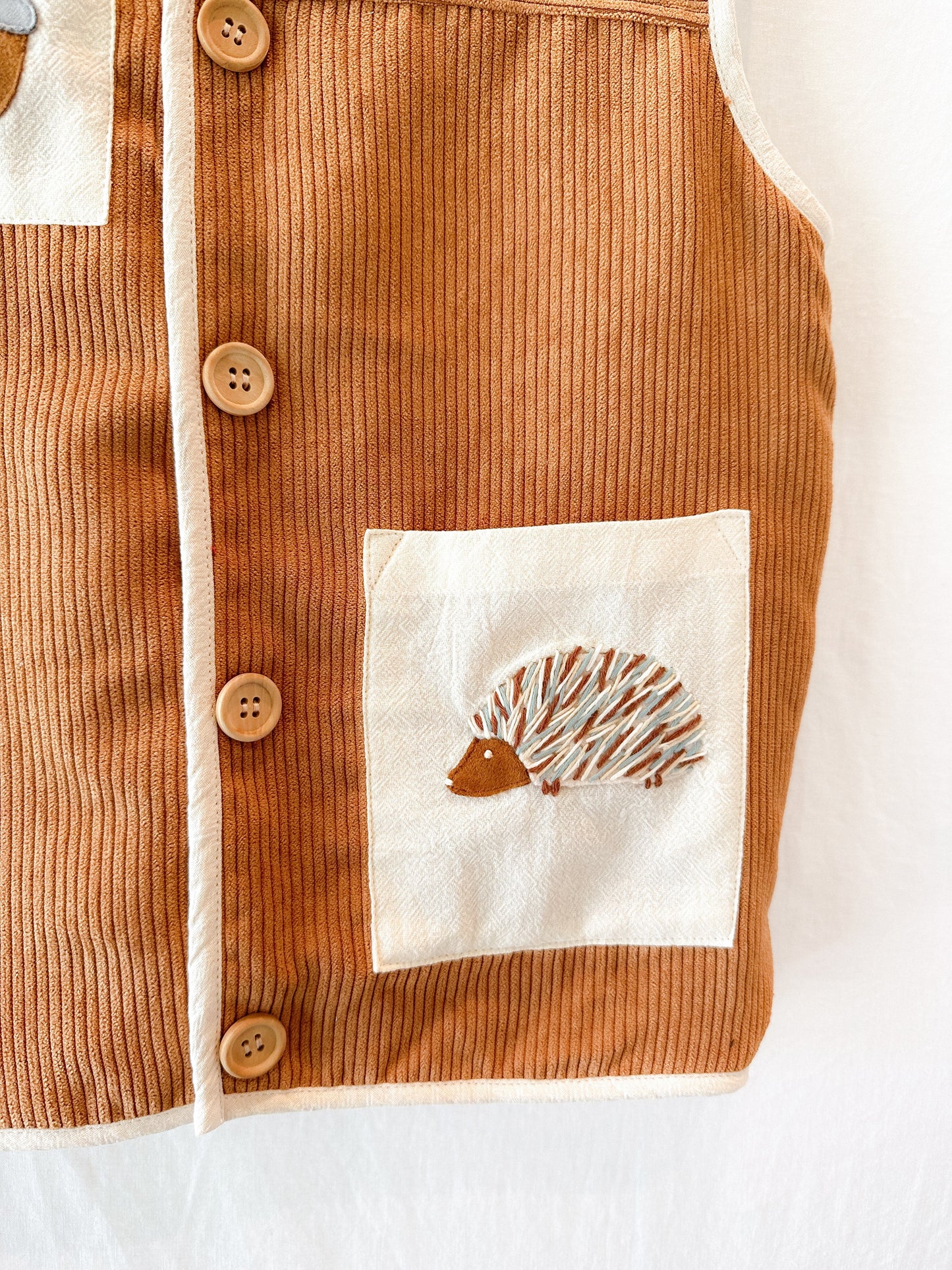 Handmade Hedgehog Boy Gilet Brown