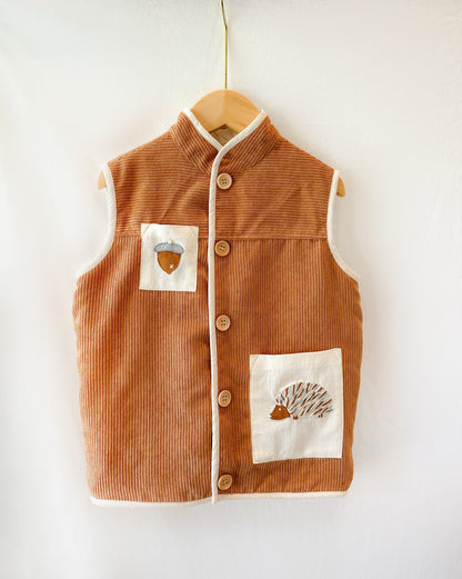 Handmade Hedgehog Boy Gilet Brown