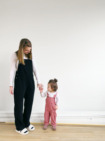 Petite mama corduroy dungaree black