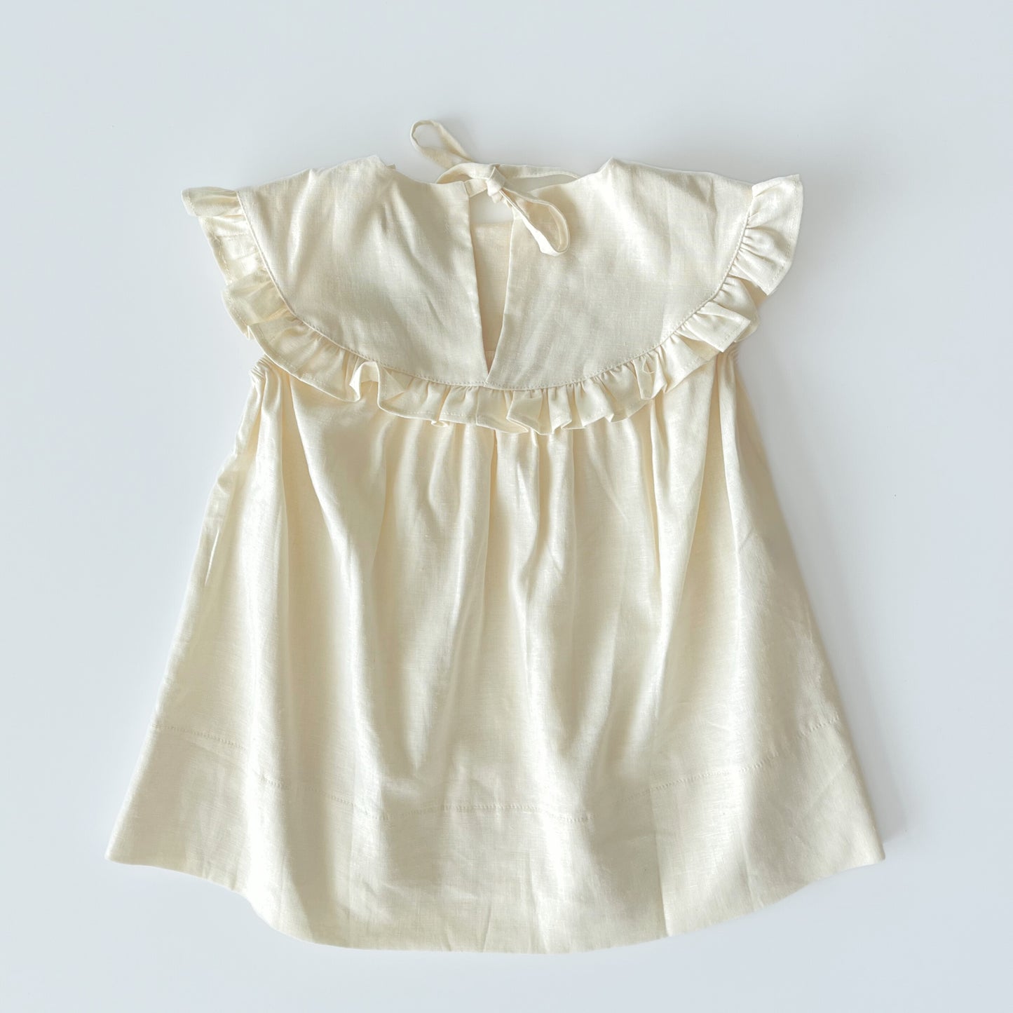 Embroidered bertha collar dress off-white