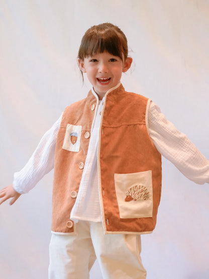 Handmade Hedgehog Boy Gilet Brown