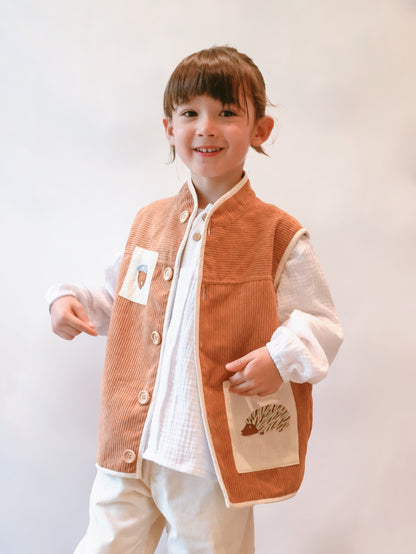 Handmade Hedgehog Boy Gilet Brown