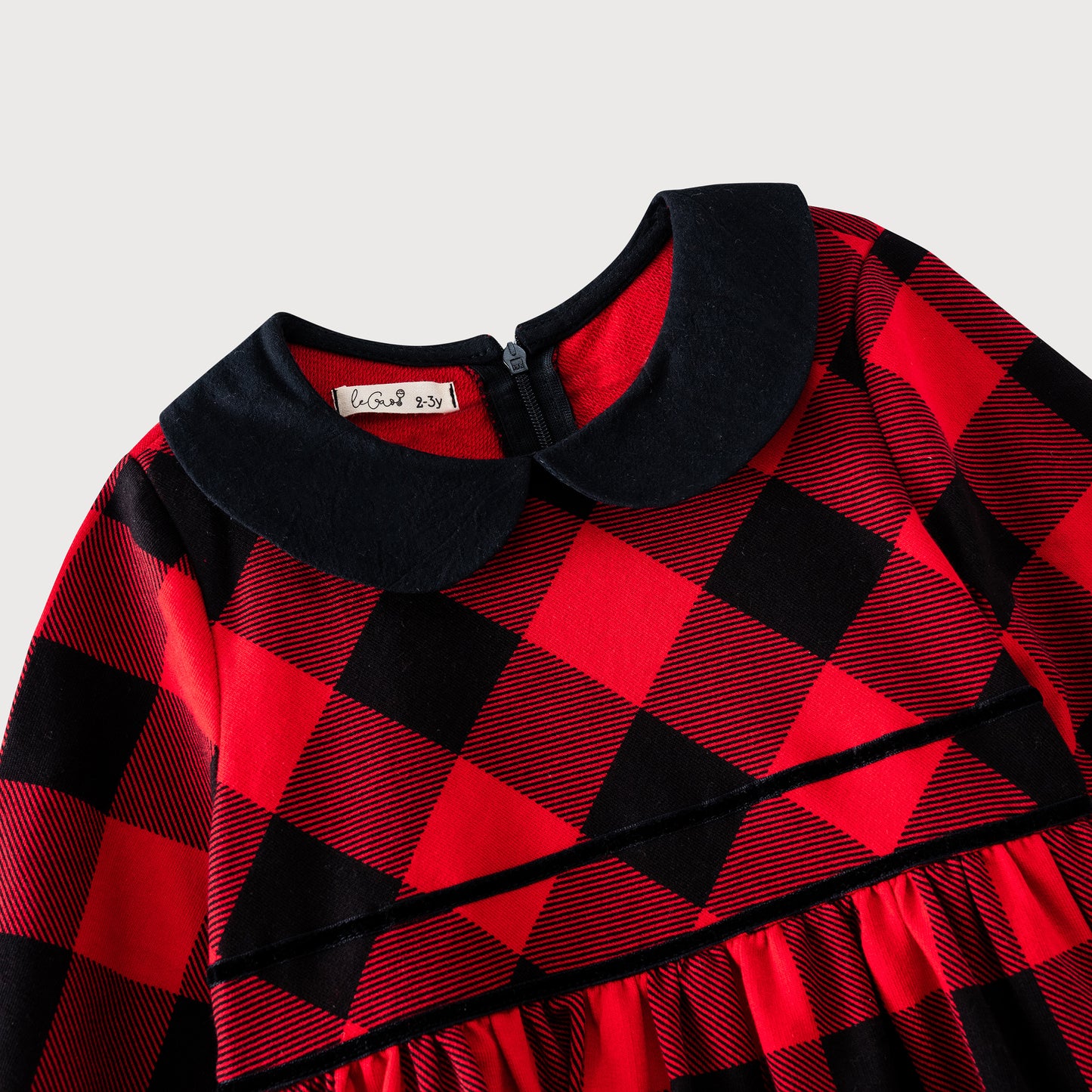 Flannel buffalo plaid dress red