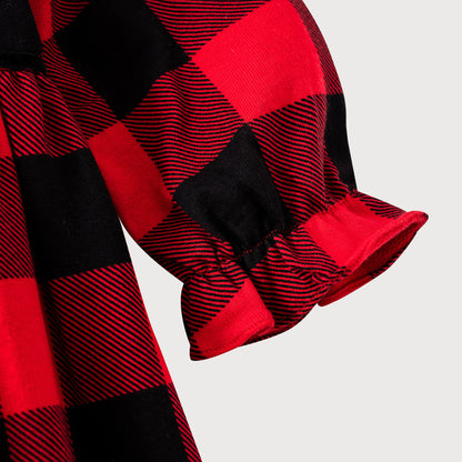 Flannel buffalo plaid dress red